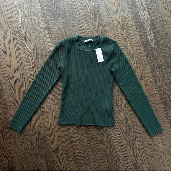 NWT💚 Abercrombie & Fitch Ottoman Crew Long Sleeve Thick Top - Picture 1 of 5